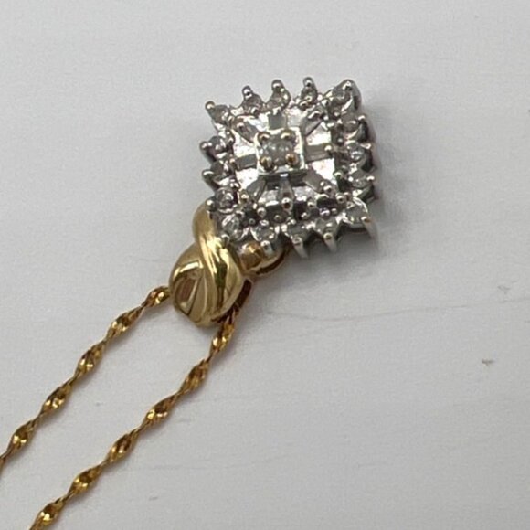 10K Gold Italy 20” Twisted Rope Chain w/ PGDA 10K Moissanite Cluster Pendant - Picture 15 of 16